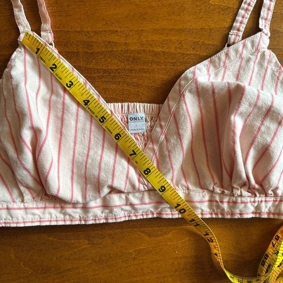 Only•v-neck pinstripe bralette top•women’s large•100% cotton•pink/cream•Old Navy - Picture 11 of 13